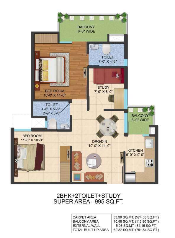 ajnara le garden prime tower apartment 2bhk 995sqft11