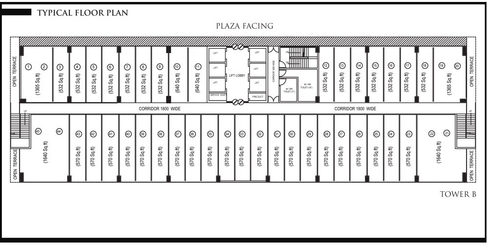 Floor plan of 532 Sq. Ft. Office Space in Alphathum, Noida