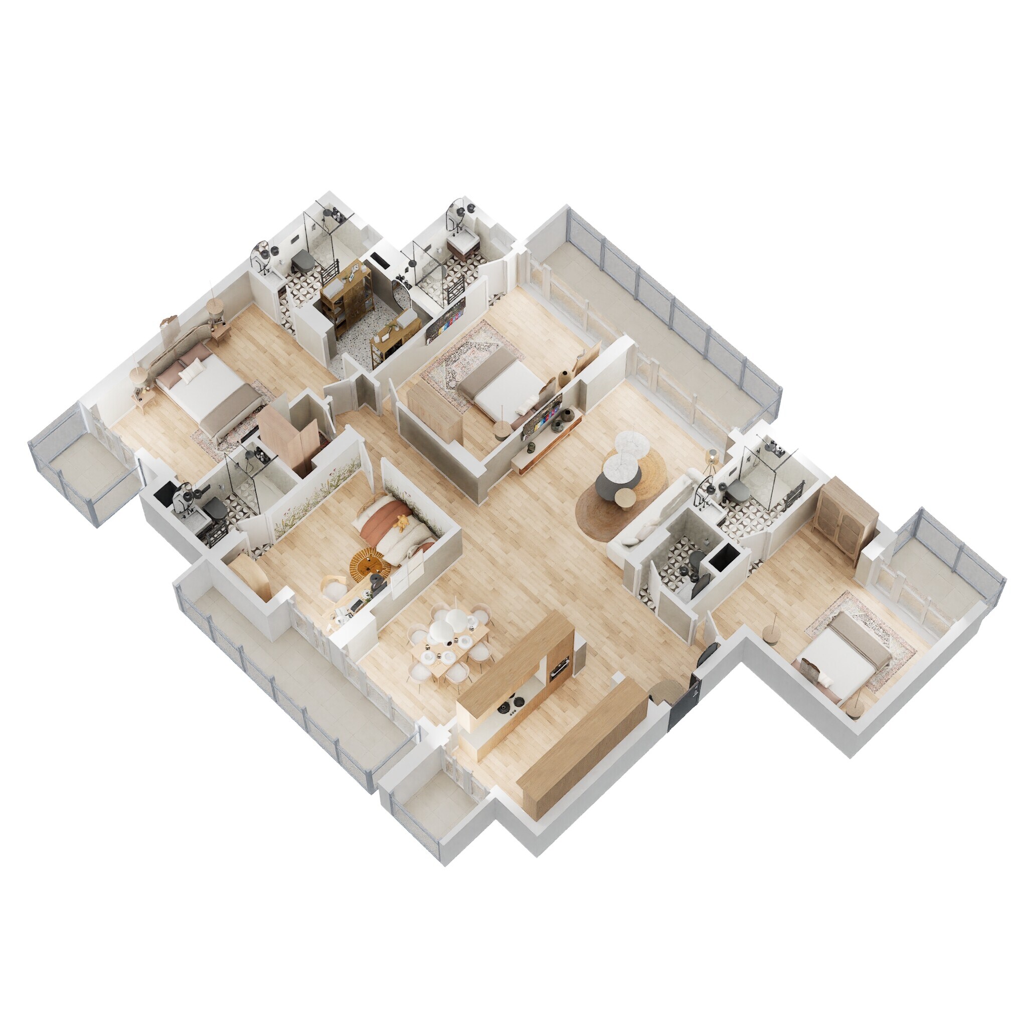 Floor plan of 4 BHK 3284 Sq. Ft. Apartment in Ambience Tivertone, Noida