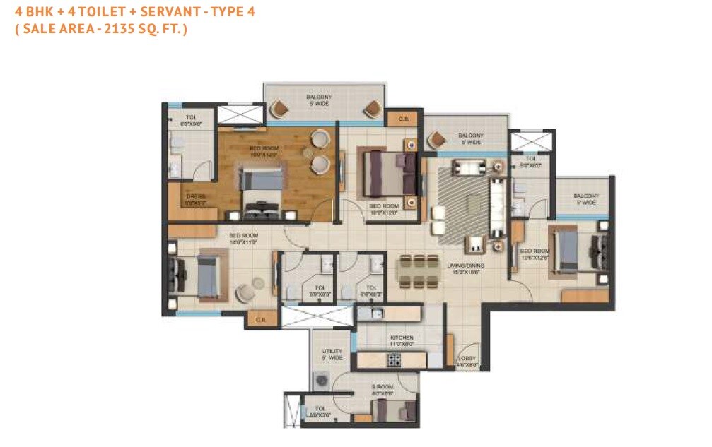 4 BHK 2135 Sq. Ft. Apartment