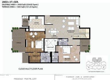 Floor plan of 2 BHK 2420 Sq. Ft. Villa in Amrapali Cloud Ville, Noida