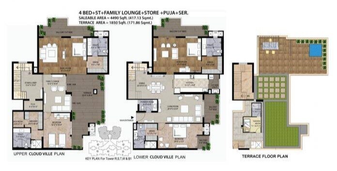 Floor plan of 4 BHK 4490 Sq. Ft. Villa in Amrapali Cloud Ville, Noida