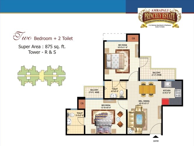  2.5 BHK Apartment at Amrapali Princely Estate, Sector 76 – for Rent
