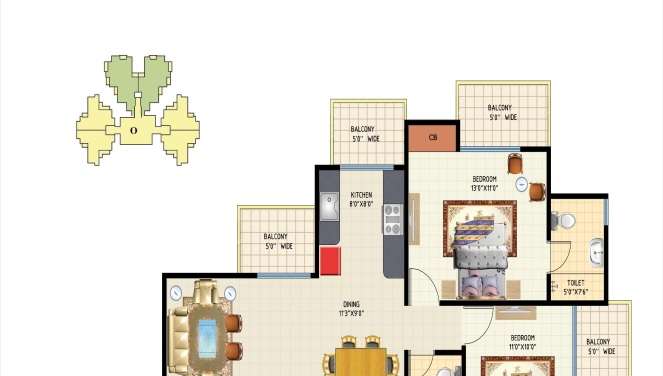 amrapali princely estate apartment 3 bhk 1540sqft 20214314174354