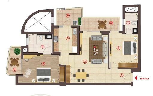 Floor plan of 2 BHK 1476 Sq. Ft. Apartment in Antara Senior Living Noida Phase 1, Noida