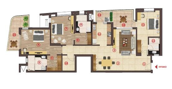 Floor plan of 3 BHK 2487 Sq. Ft. Apartment in Antara Senior Living Noida Phase 1, Noida