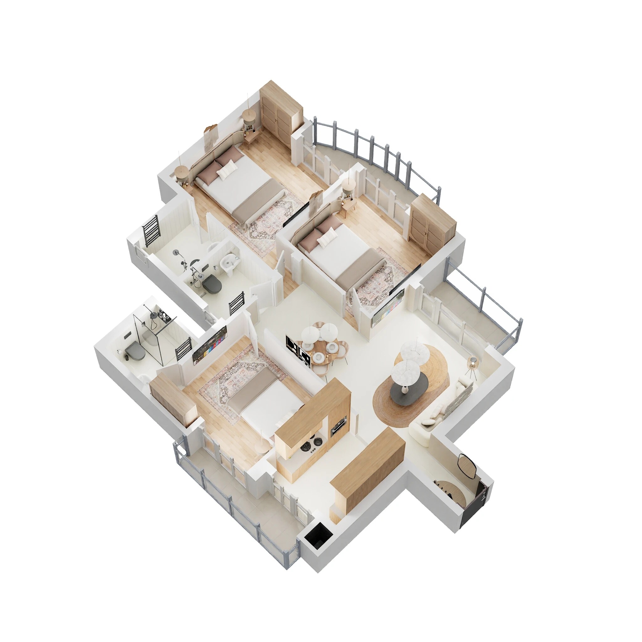 Floor plan of 3 BHK 1400 Sq. Ft. Apartment in ATS Homekraft Pious Hideaways, Noida