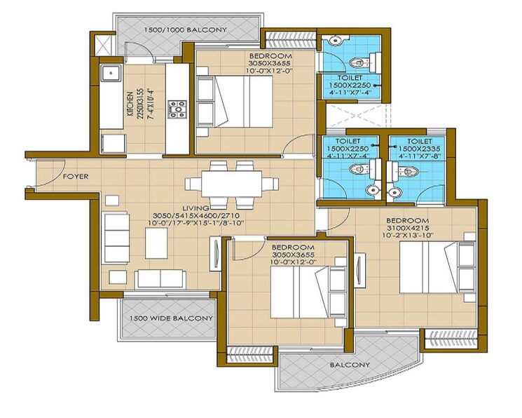 Other, ats-homekraft-pious-hideaways 3 Bedroom 1400 Sq.Ft. Apartment In Sector 150 Noida 8691414