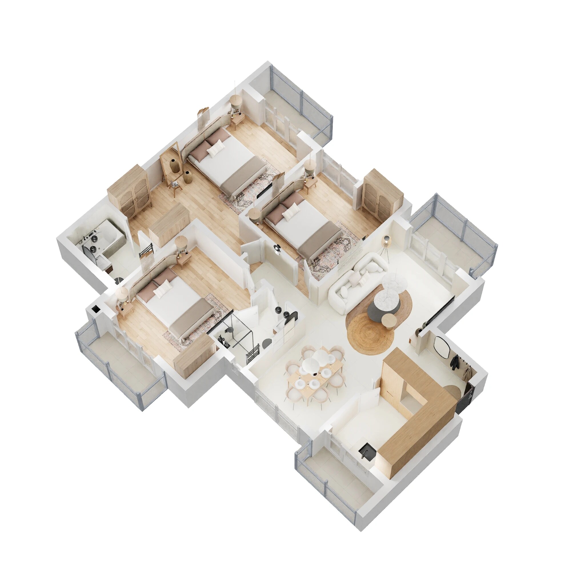 Floor plan of 3 BHK 1625 Sq. Ft. Apartment in ATS Le Grandiose Phase 2, Noida