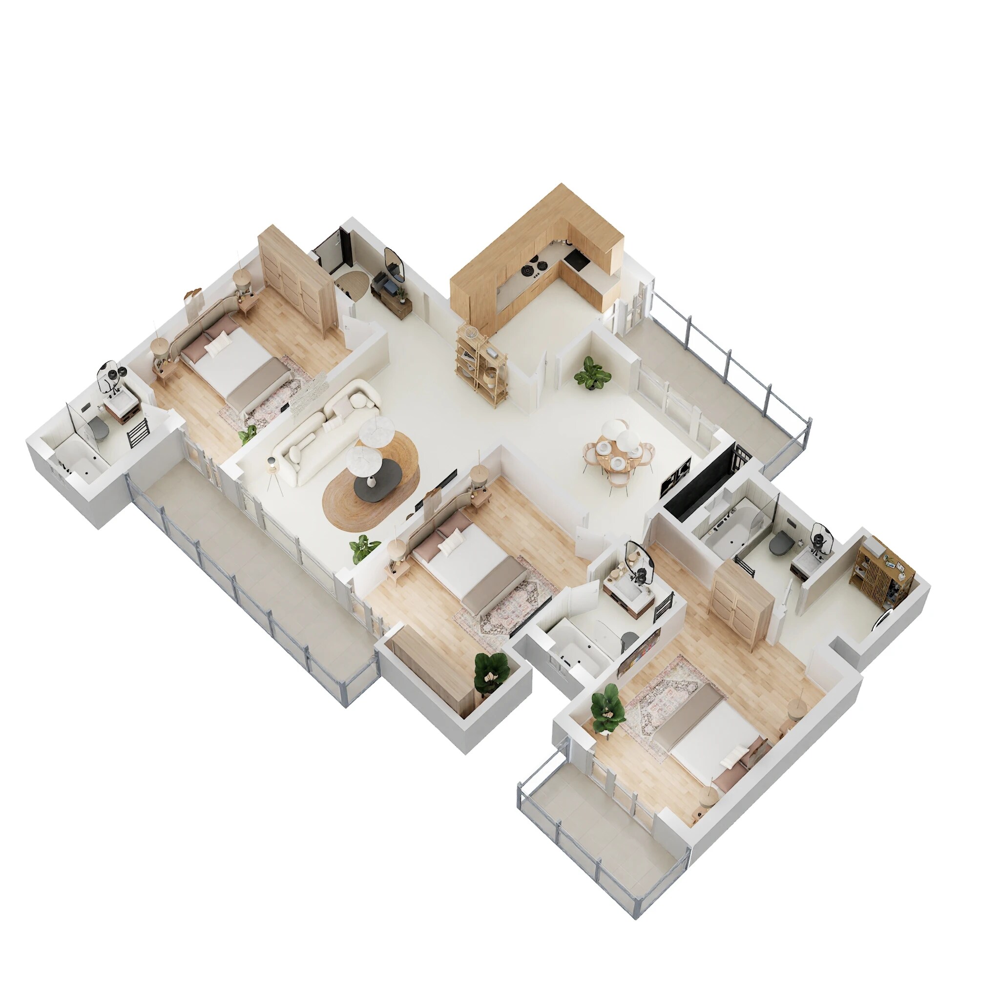 Floor plan of 3 BHK 1850 Sq. Ft. Apartment in ATS Picturesque Reprieves, Noida