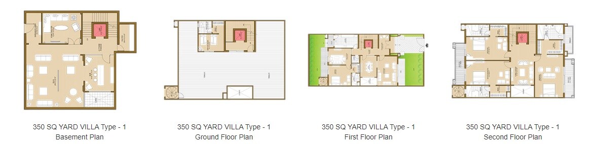 Floor plan of 4 BHK 3150 Sq. Ft. Villa in ATS Pristine Golf Villas, Noida