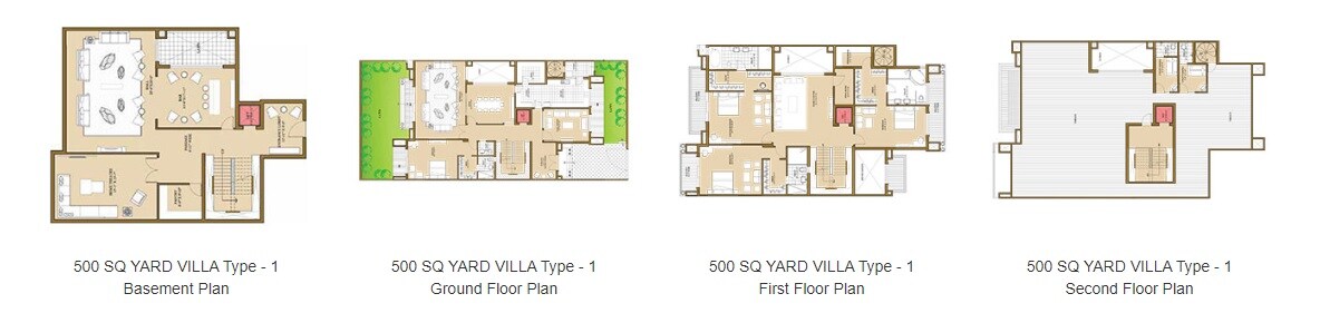 Floor plan of 4 BHK 4500 Sq. Ft. Villa in ATS Pristine Golf Villas, Noida