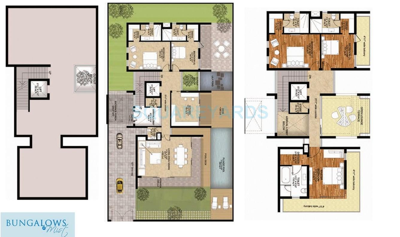 Floor plan of 5 BHK 6800 Sq. Ft. Villa in Bhasin Mist Bungalows, Noida