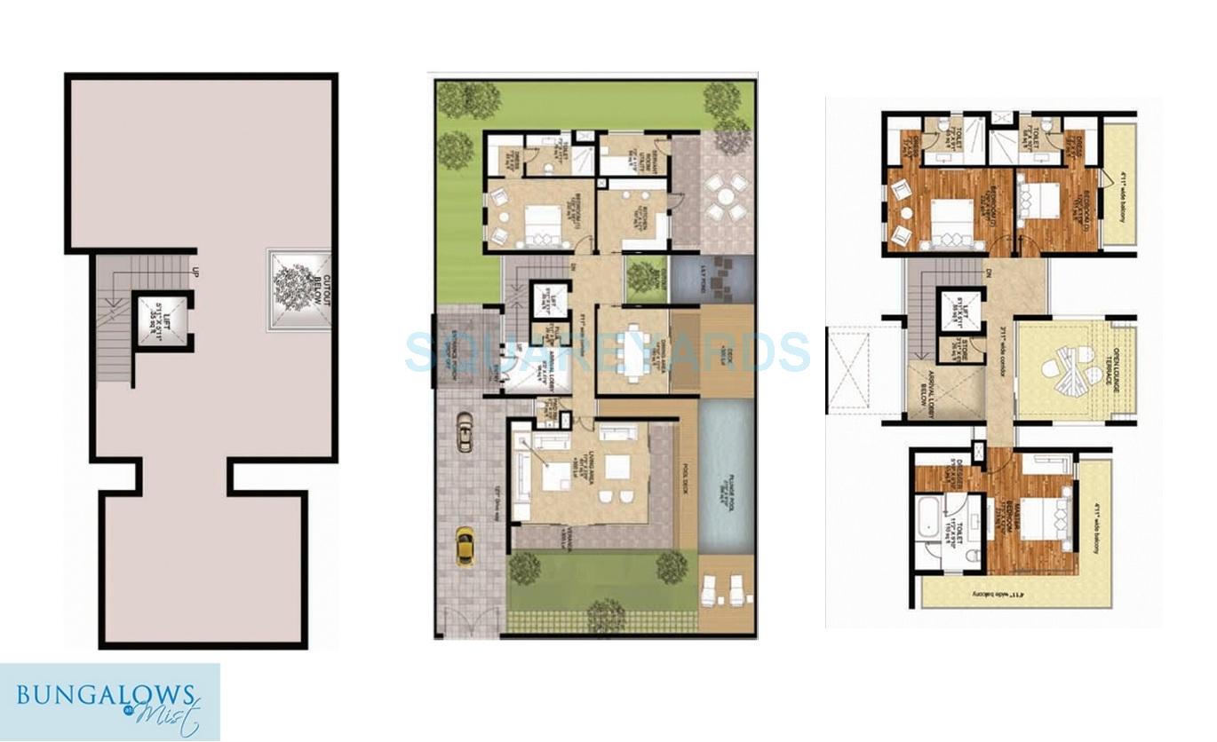 Floor plan of 4 BHK 4680 Sq. Ft. Villa in Bhasin Mist Bungalows, Noida
