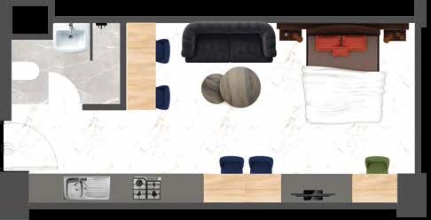 Floor plan of 736 Sq. Ft. Studio in Bhutani Experience, Noida