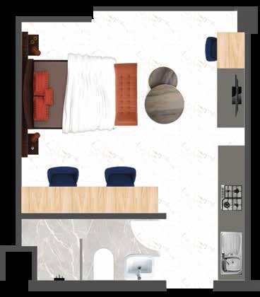 Floor plan of 726 Sq. Ft. Studio in Bhutani Experience, Noida