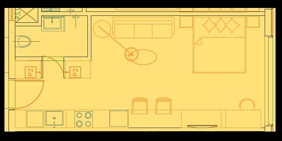 Floor plan of 794 Sq. Ft. Studio in Bhutani Experience, Noida
