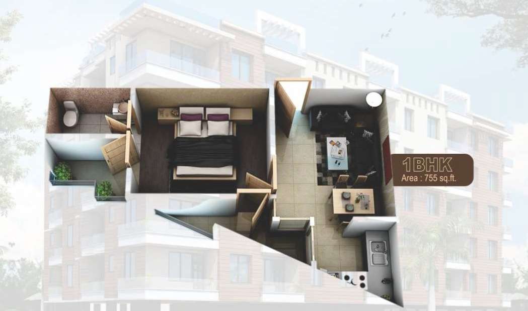 1 BHK 755 Sq. Ft. Apartment in Buildcon Magadh Mansion