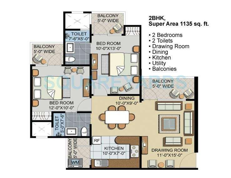 civitech sampriti apartment 2bhk 1135sqft 51