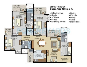  3.5 BHK Apartment at Civitech Sampriti, Sector 77 – for Rent