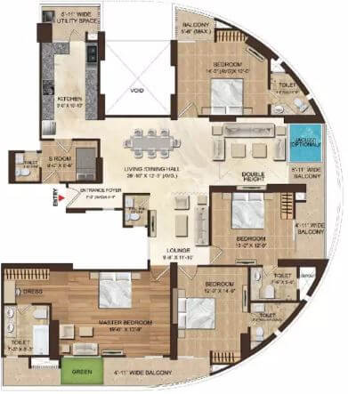 Other, dasnac-burj 4 Bedroom 3300 Sq.Ft. Apartment In Sector 75 Noida 8930331