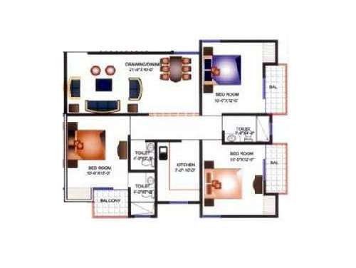 earthcon it residency apartment 3 bhk 1330sqft 20242511182541