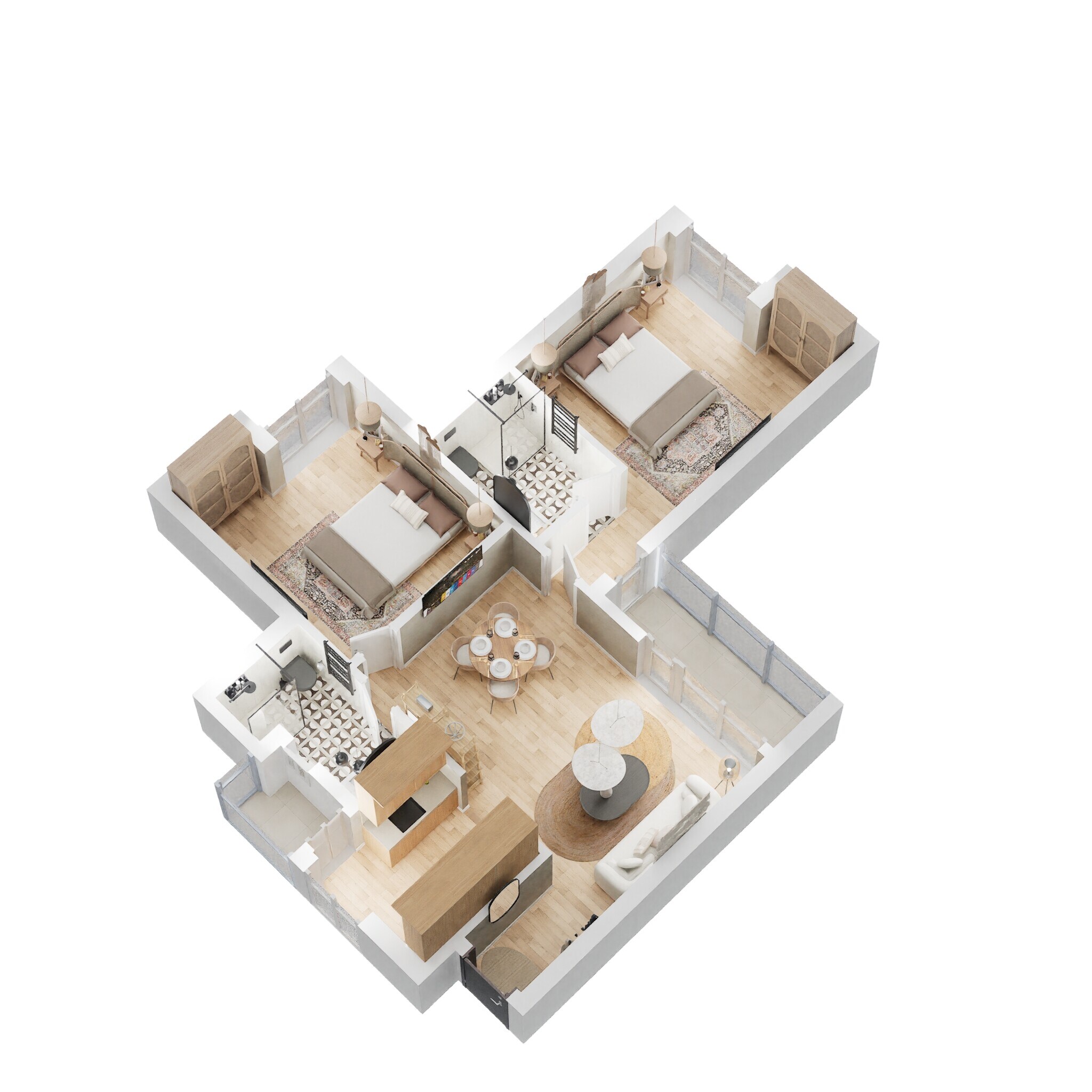 Floor plan of 2 BHK 1111 Sq. Ft. Apartment in Eldeco Aamantran, Noida