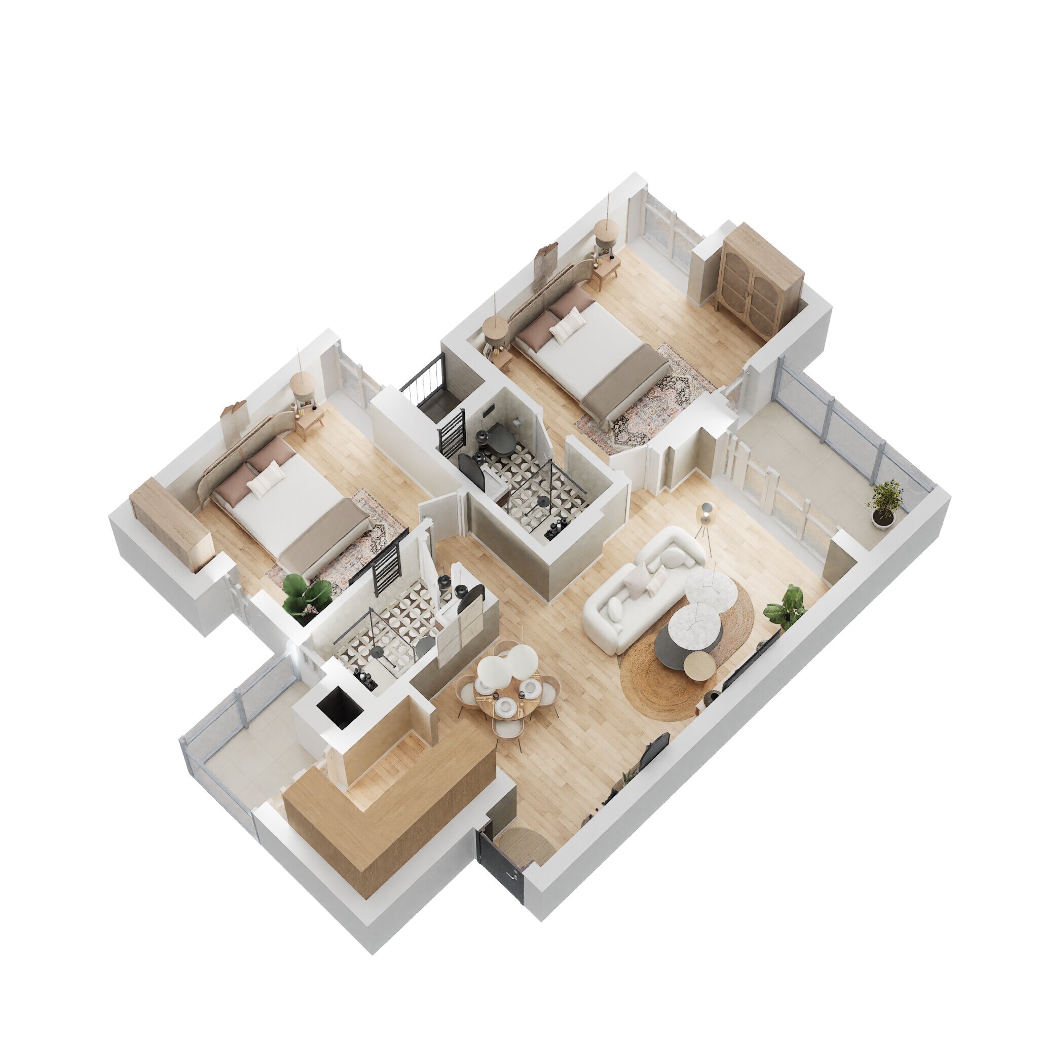 Floor plan of 2 BHK 1144 Sq. Ft. Apartment in Eldeco Aamantran, Noida
