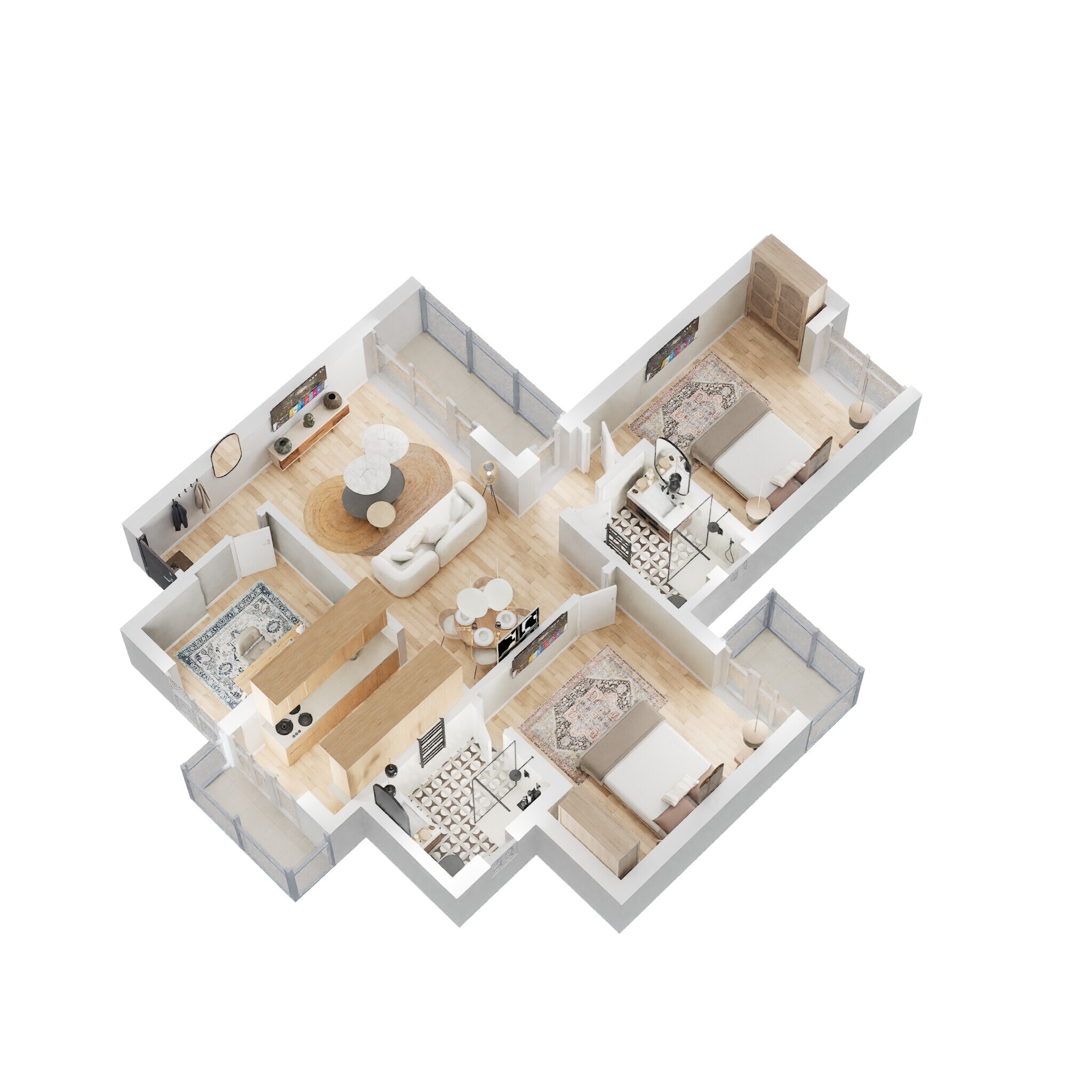Floor plan of 2 BHK 1333 Sq. Ft. Apartment in Eldeco Aamantran, Noida