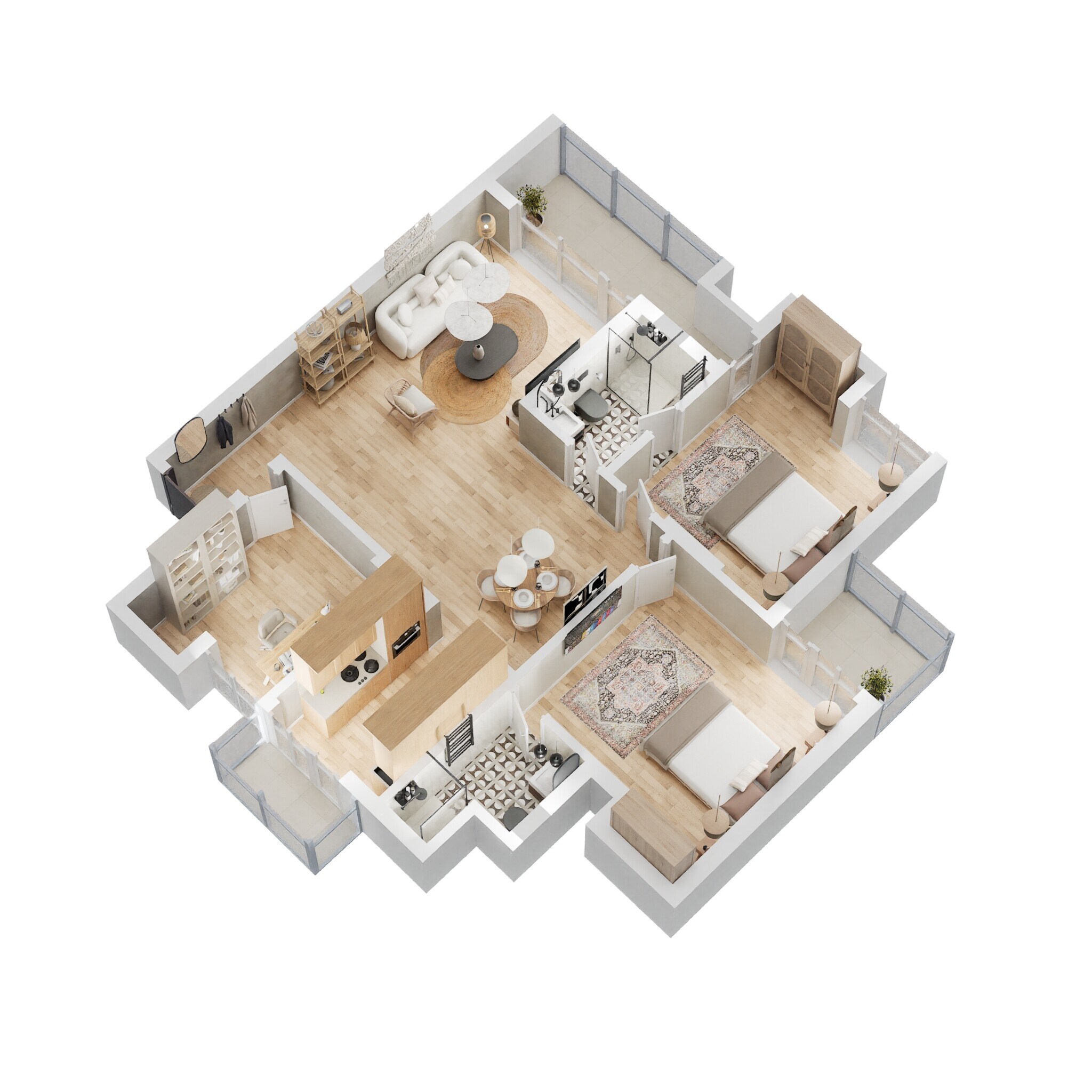 Floor plan of 2 BHK 1420 Sq. Ft. Apartment in Eldeco Aamantran, Noida