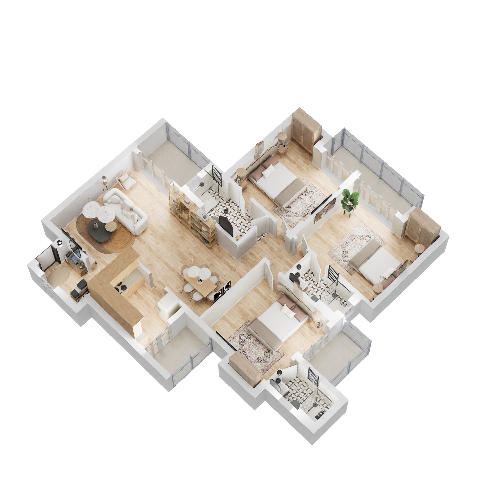 Floor plan of 3 BHK 1884 Sq. Ft. Apartment in Eldeco Aamantran, Noida