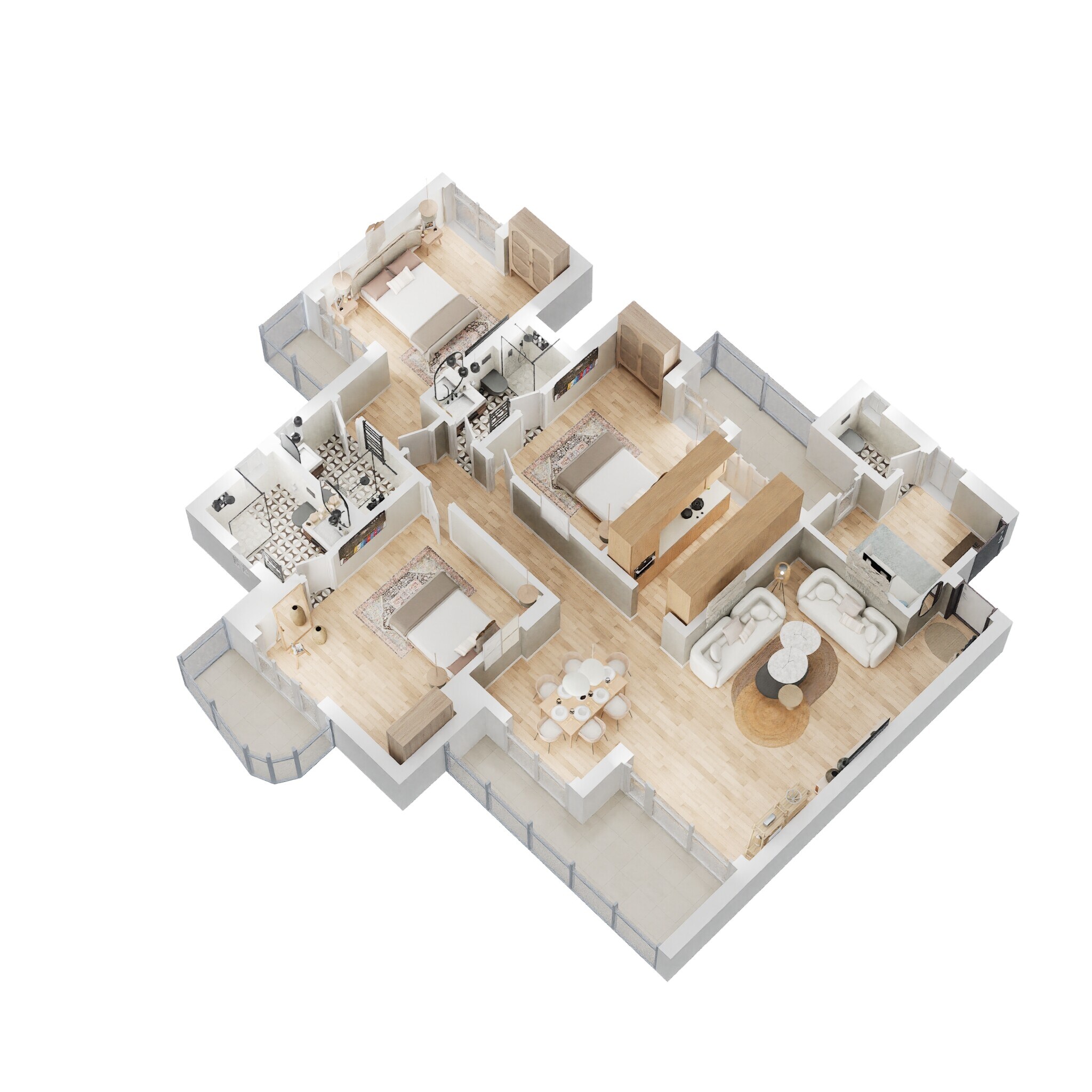 Floor plan of 3 BHK 2185 Sq. Ft. Apartment in Eldeco Aamantran, Noida