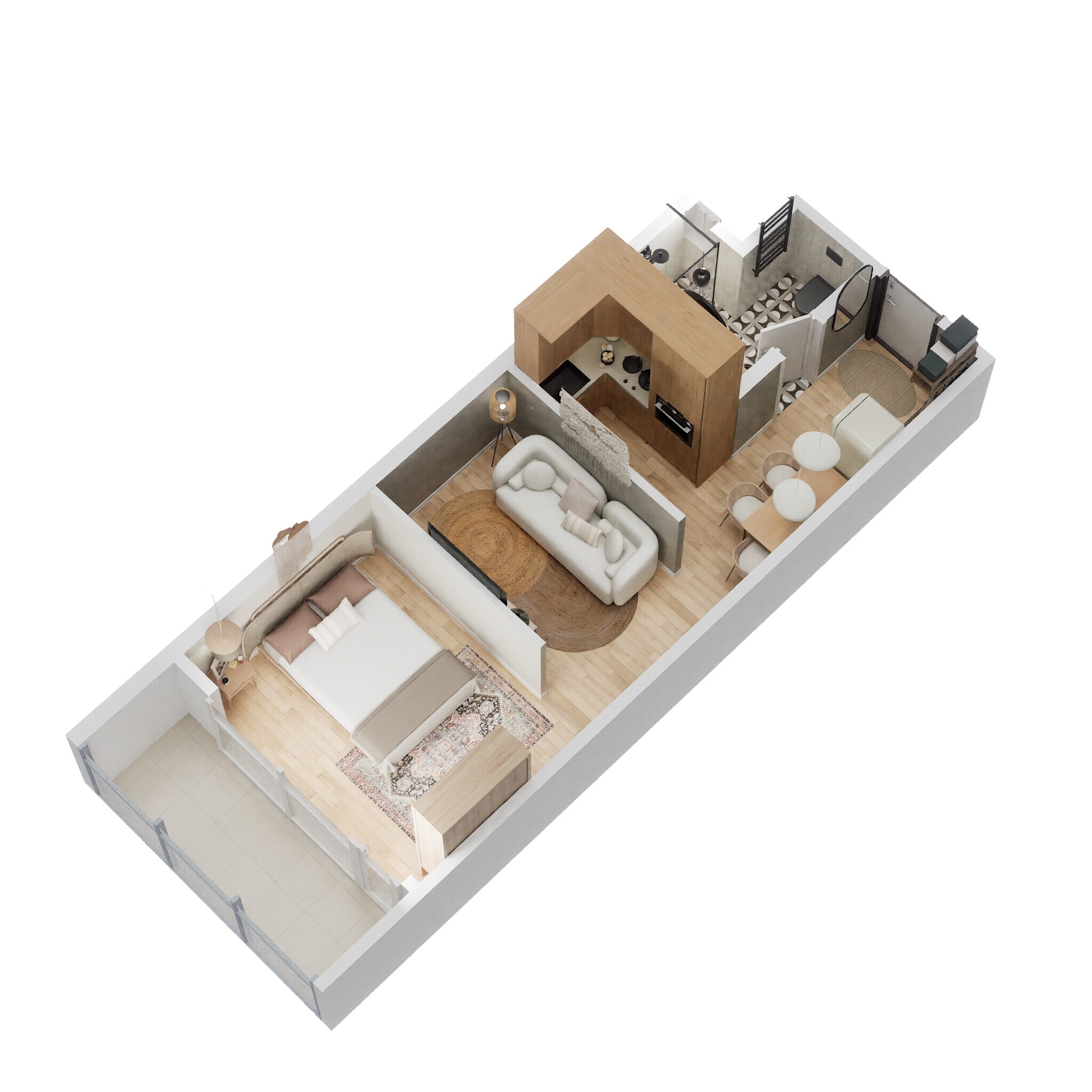 Floor plan of 1 BHK Apartment - 579 sq. ft. in Eldeco Edge, Noida