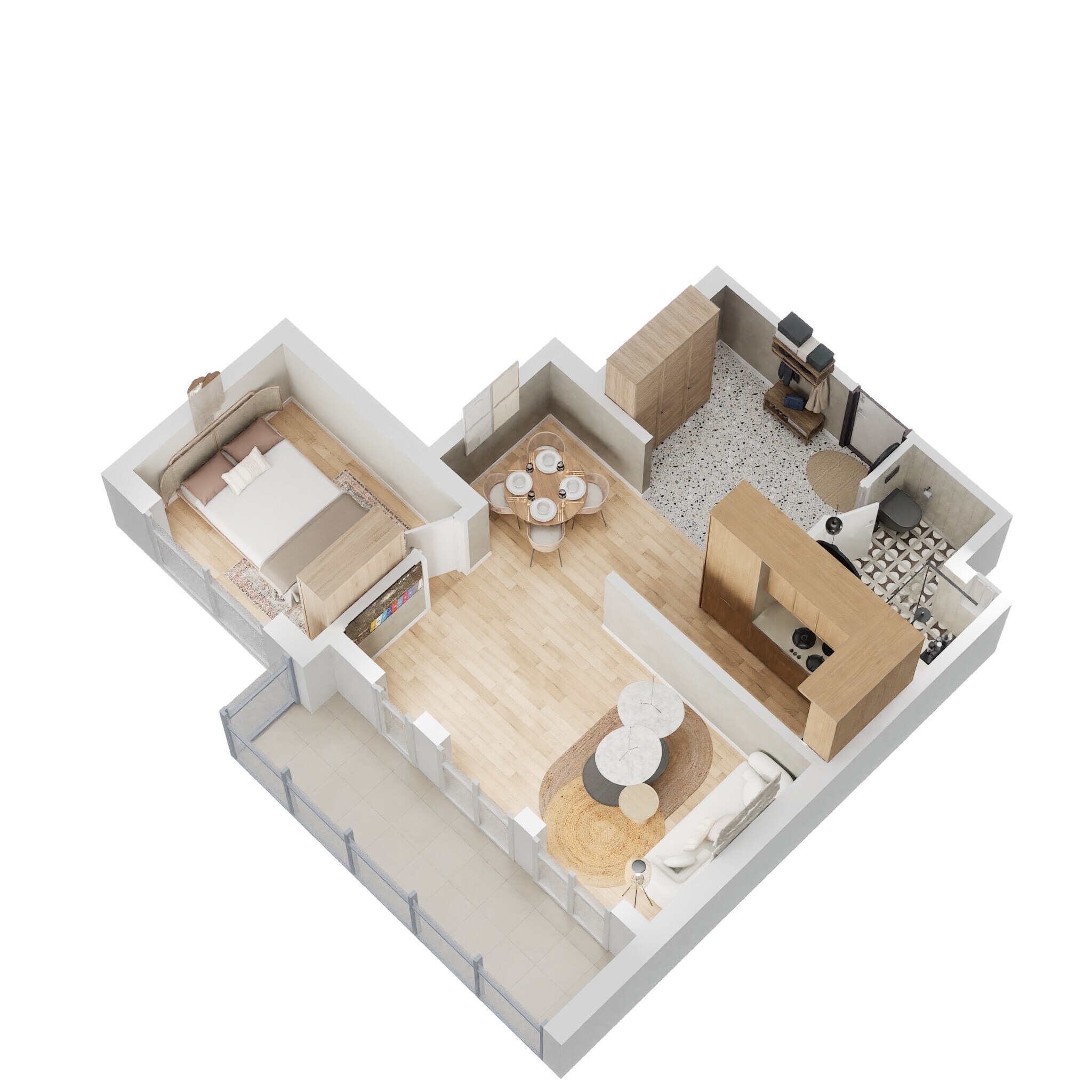 Floor plan of 2 BHK Apartment - 714 sq. ft. in Eldeco Edge, Noida