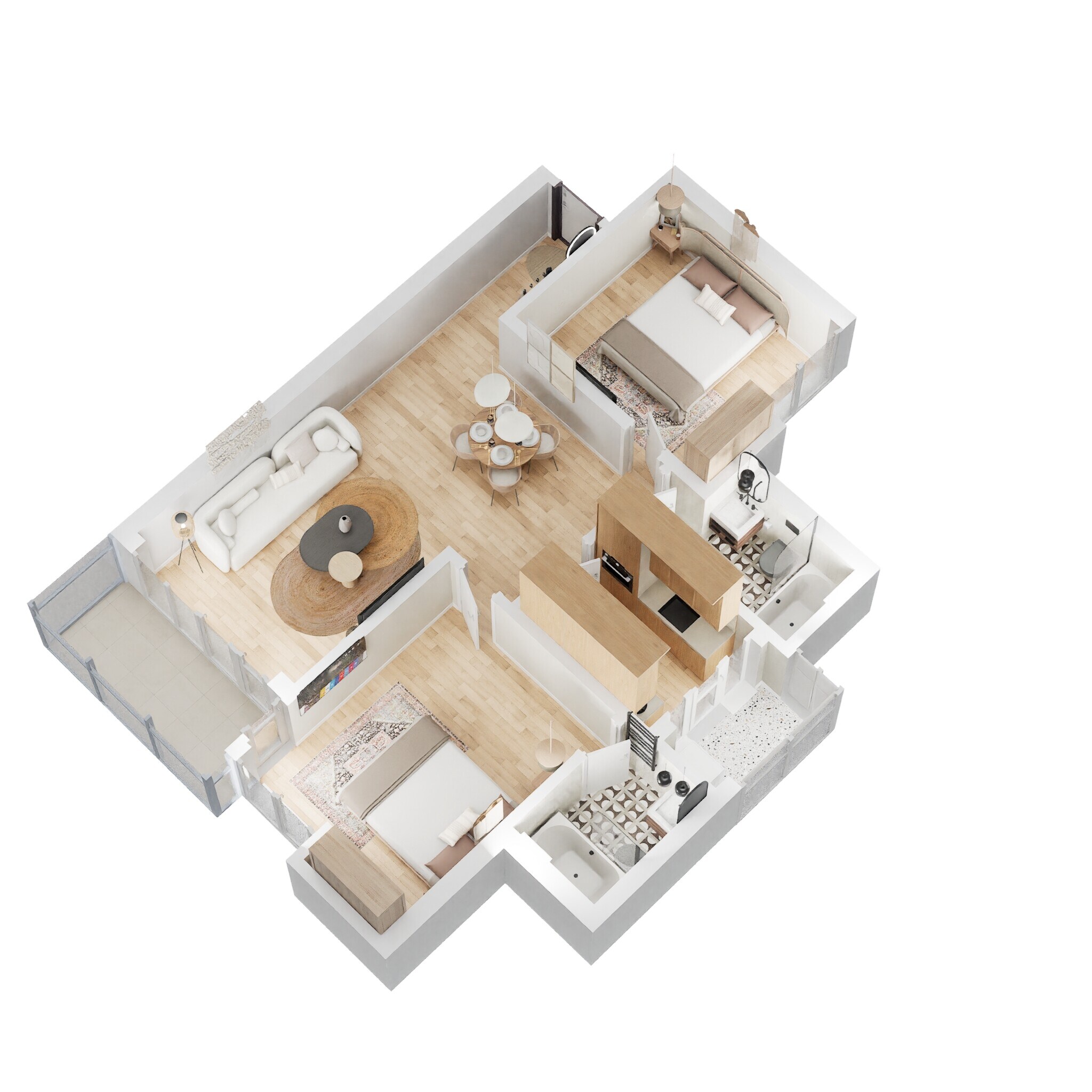 Floor plan of 2 BHK 1121 Sq. Ft. Apartment in Eldeco Inspire, Noida