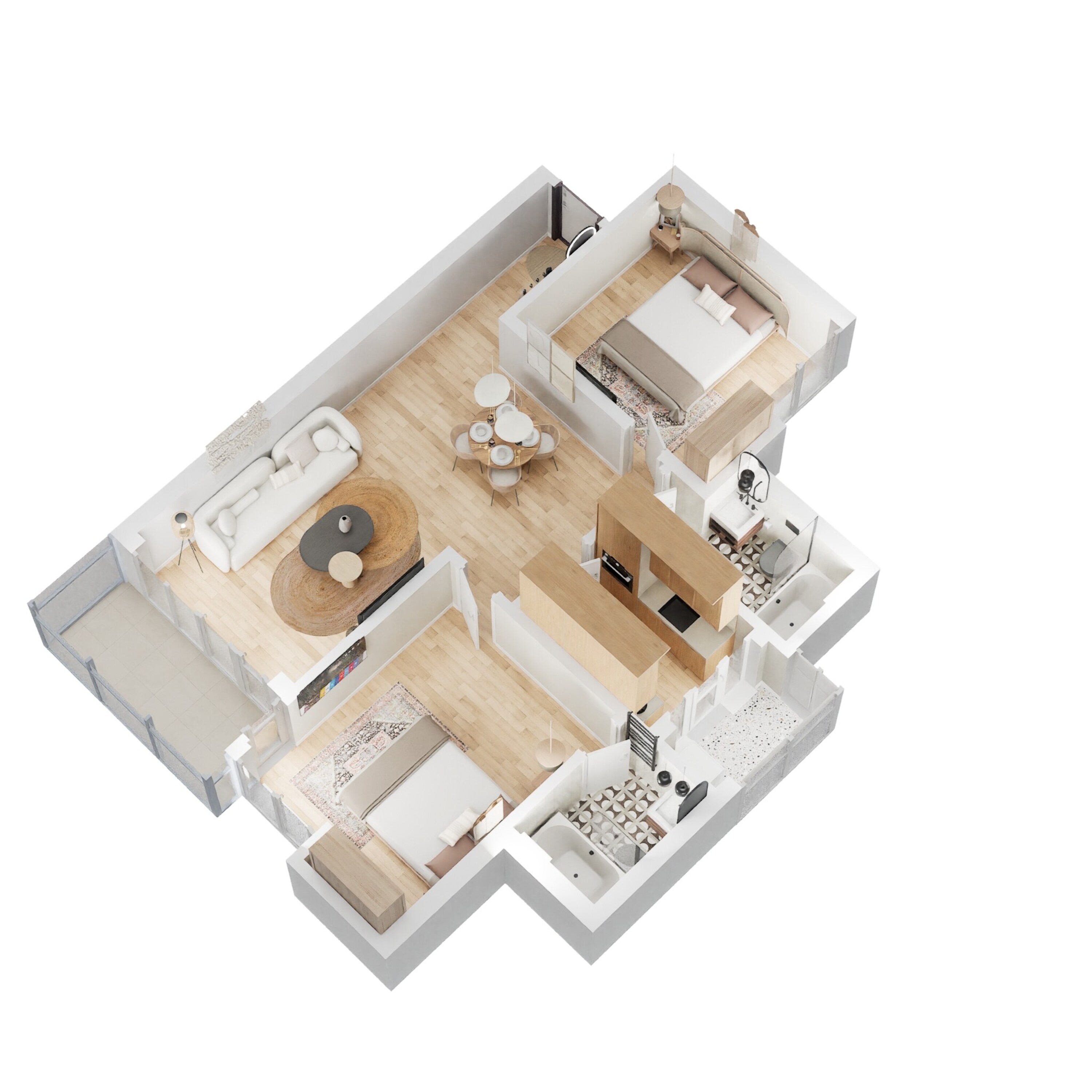 eldeco inspire apartment 2bhk 1121sqft 1 3d 712