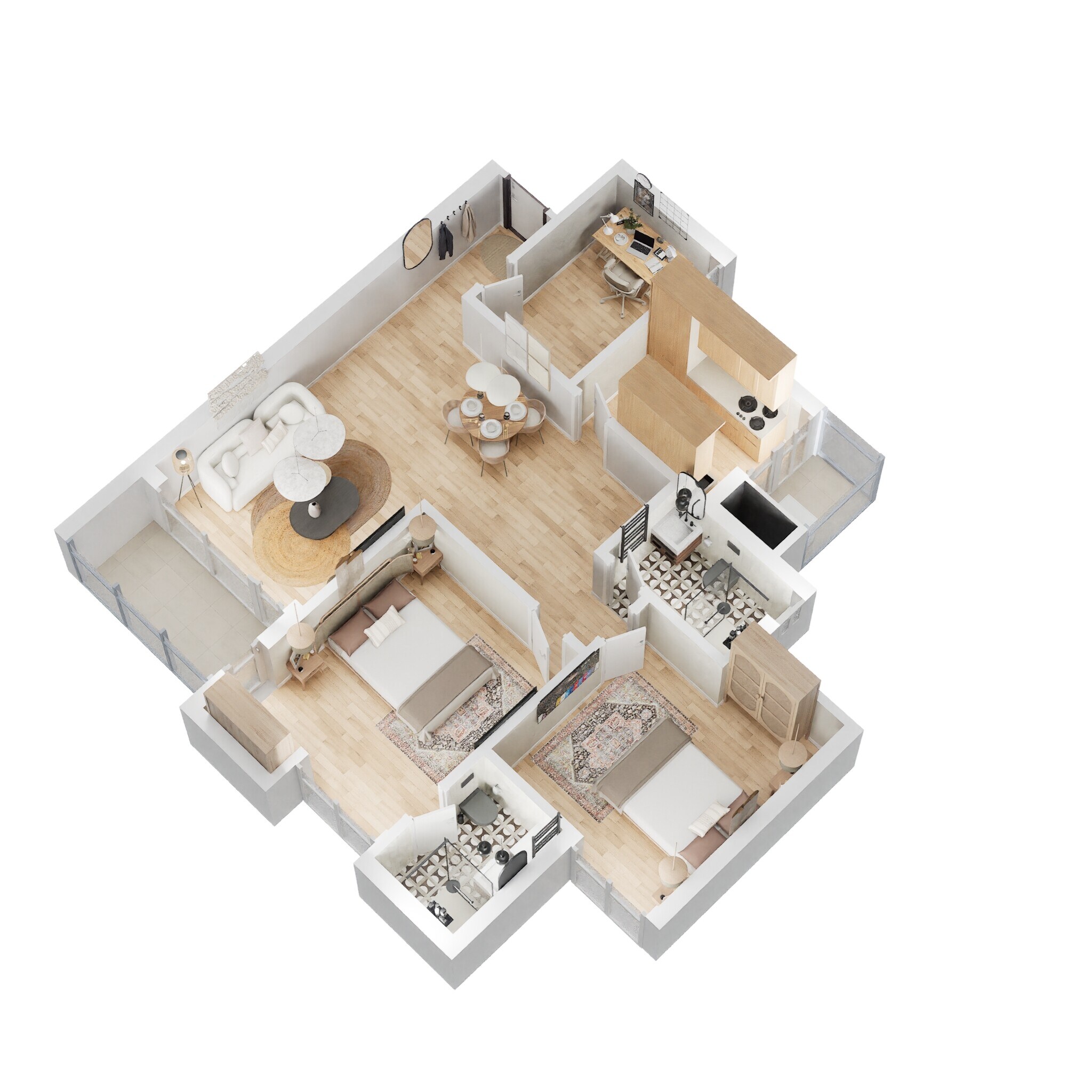 Floor plan of 2 BHK 1278 Sq. Ft. Apartment in Eldeco Inspire, Noida