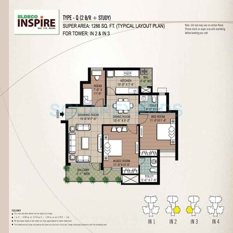  2 BHK Apartment at Eldeco Inspire, Sector 119 – for Sale