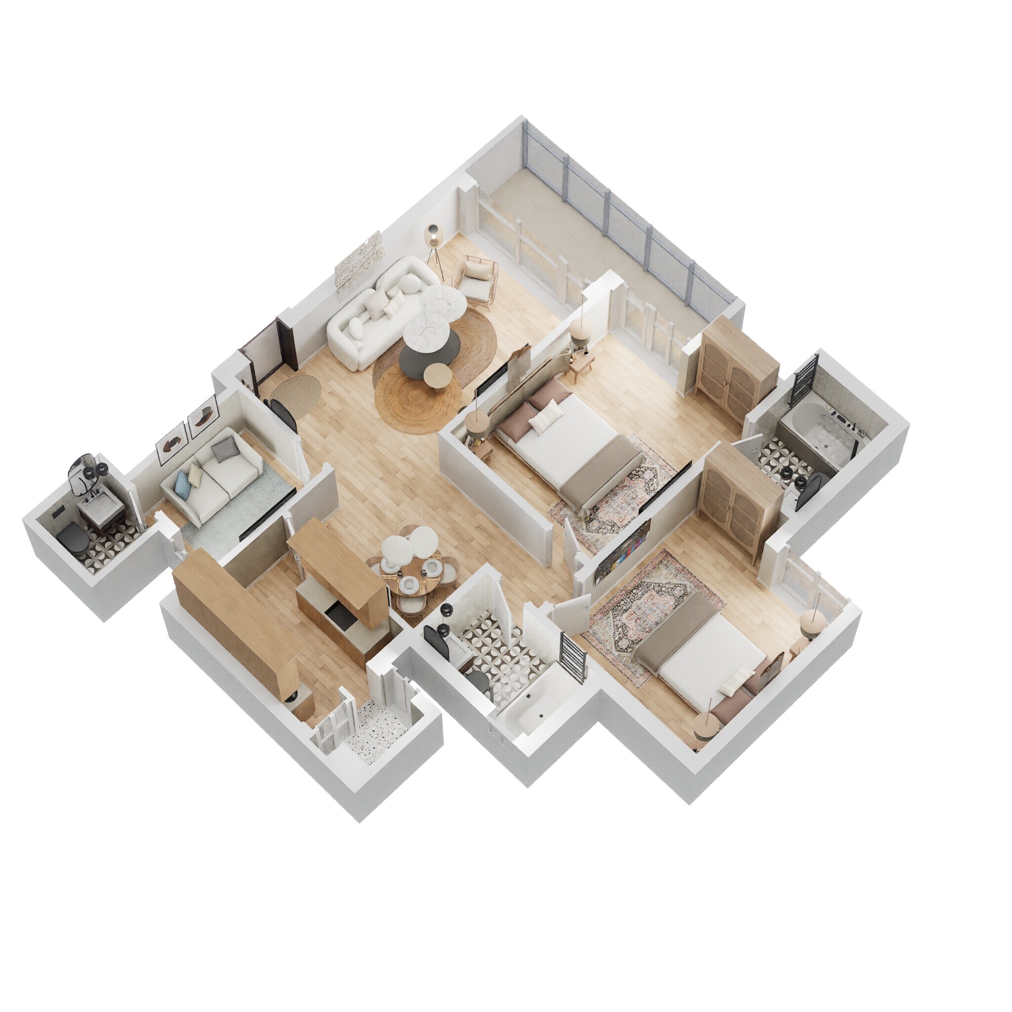Floor plan of 2 BHK 1295 Sq. Ft. Apartment in Eldeco Inspire, Noida