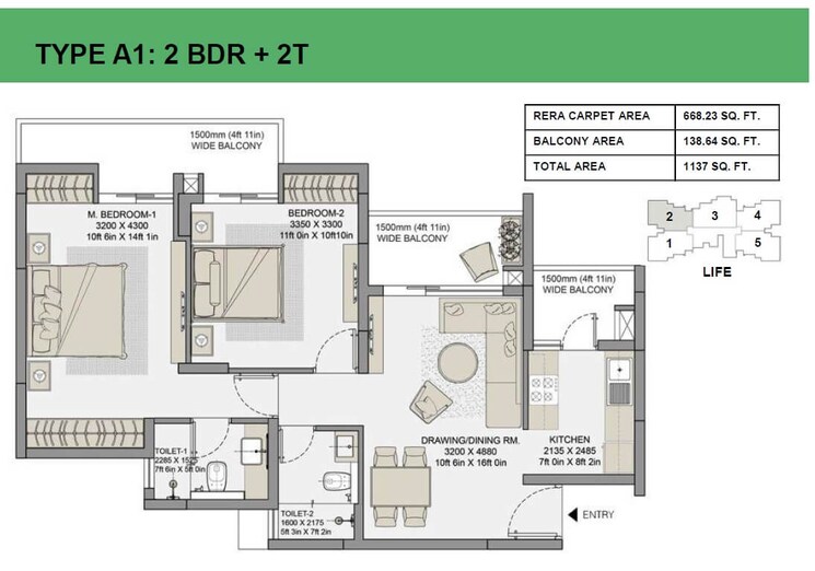 Other, eldeco-live-by-the-greens 2 Bedroom 668 Sq.Ft. Apartment In Sector 150 Noida 8329999