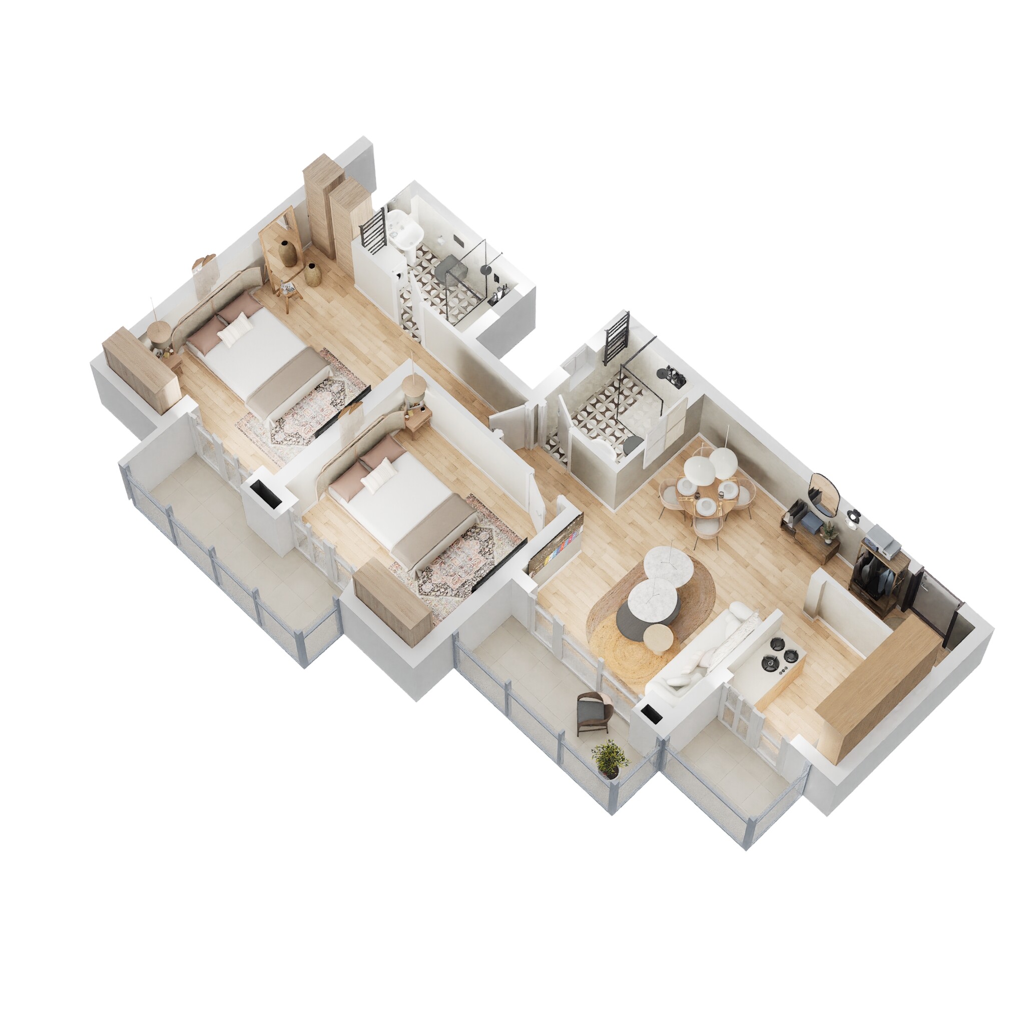 eldeco live by the greens apartment 2bhk 676sqft 1 3d 7696