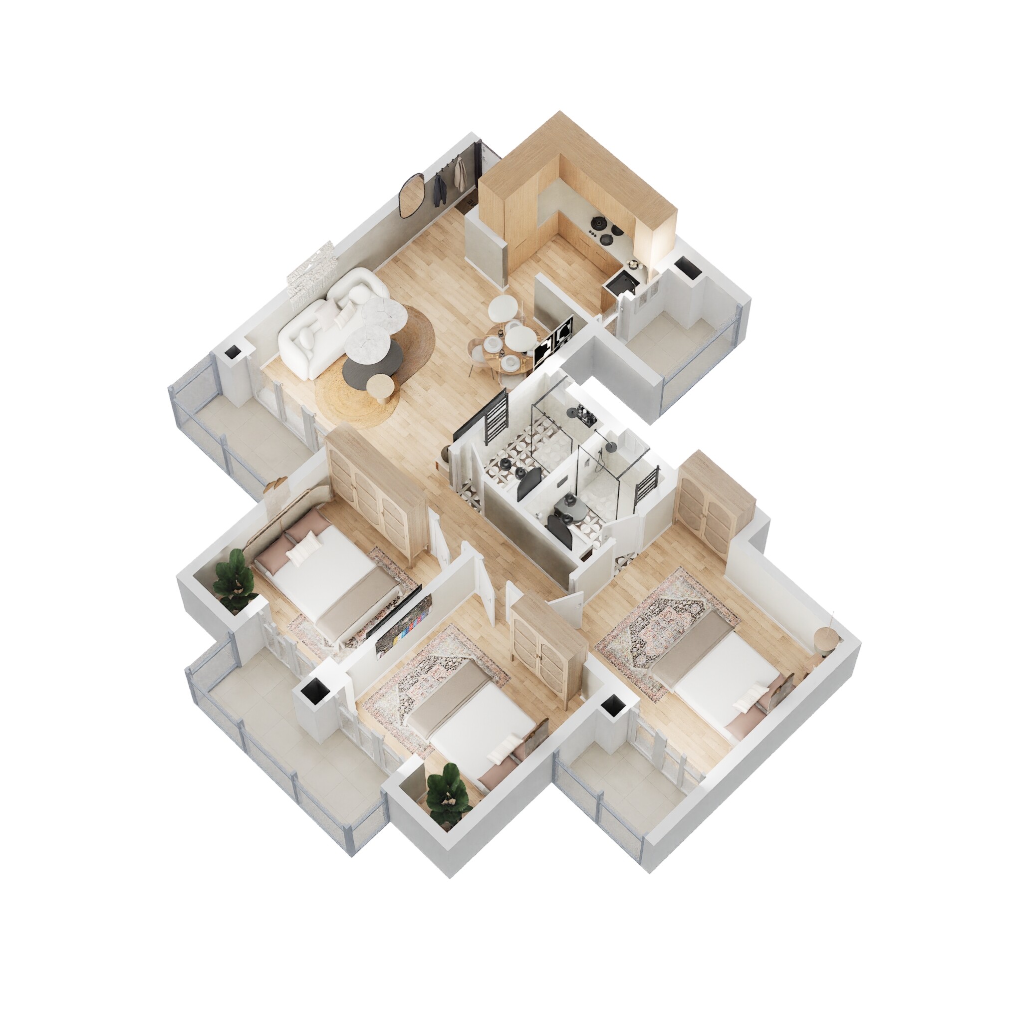 eldeco live by the greens apartment 3bhk 827sqft 1 3d 8065