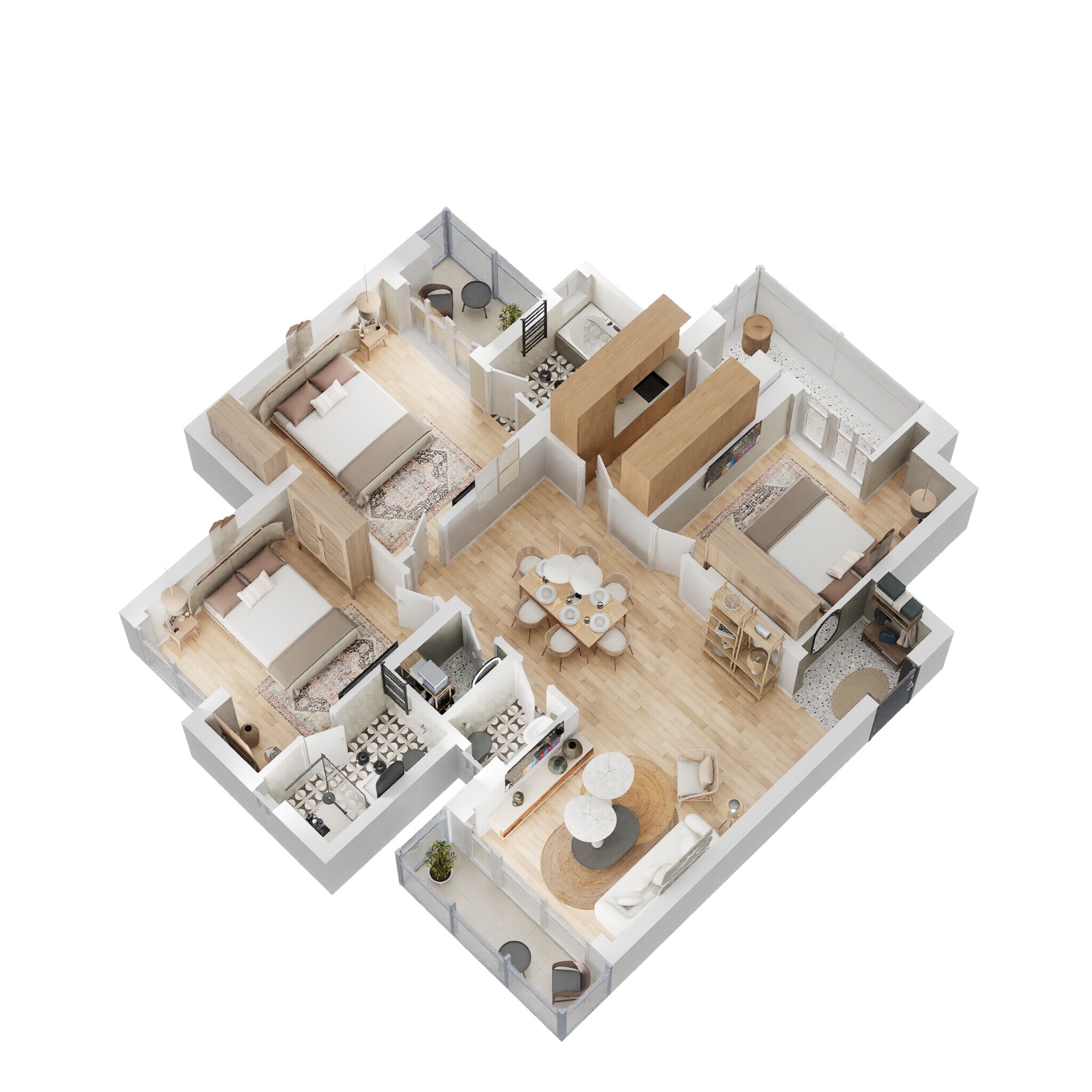 Floor plan of 3 BHK 1537 Sq. Ft. Apartment in Eldeco Magnolia Park, Noida