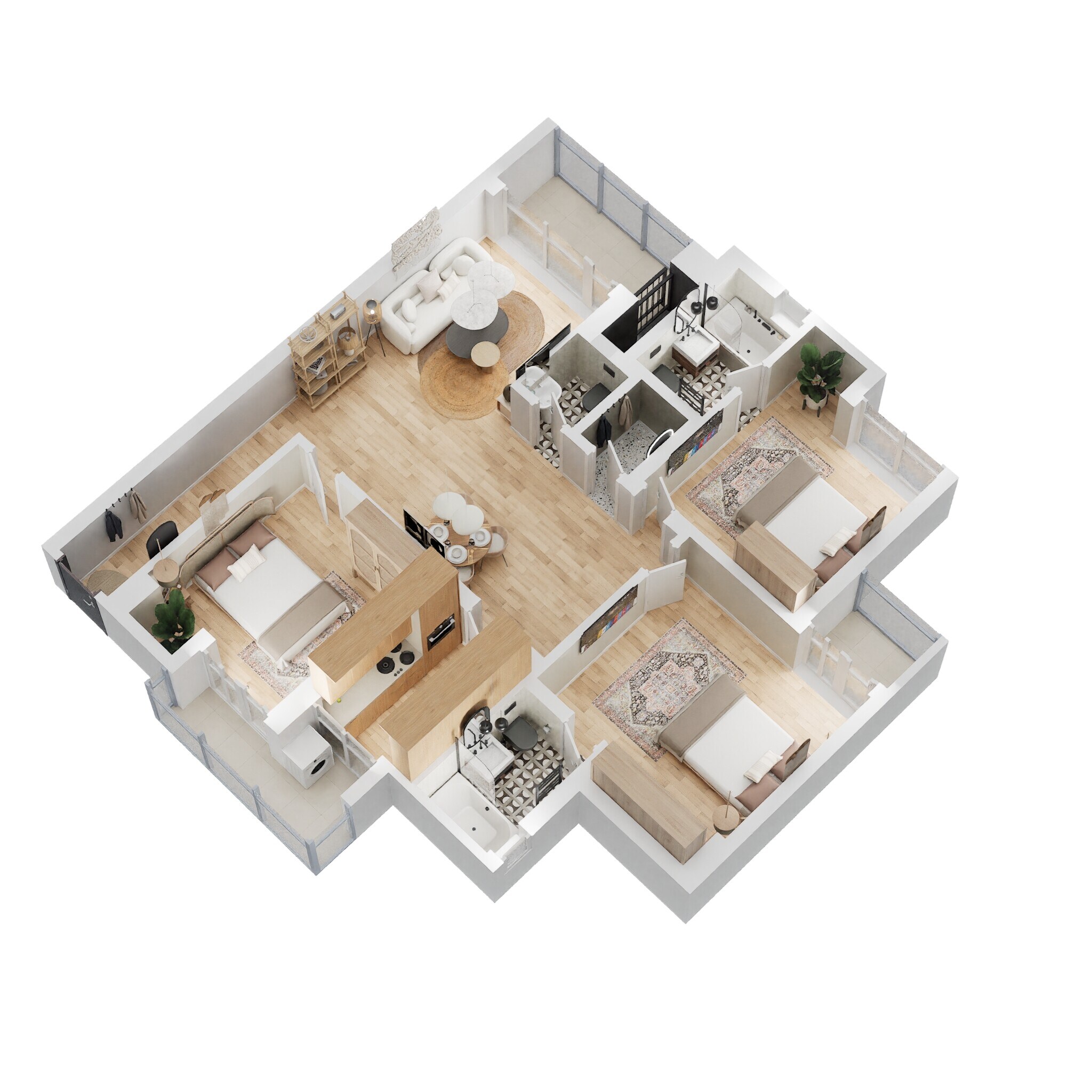 Floor plan of 3 BHK 1575 Sq. Ft. Apartment in Eldeco Magnolia Park, Noida