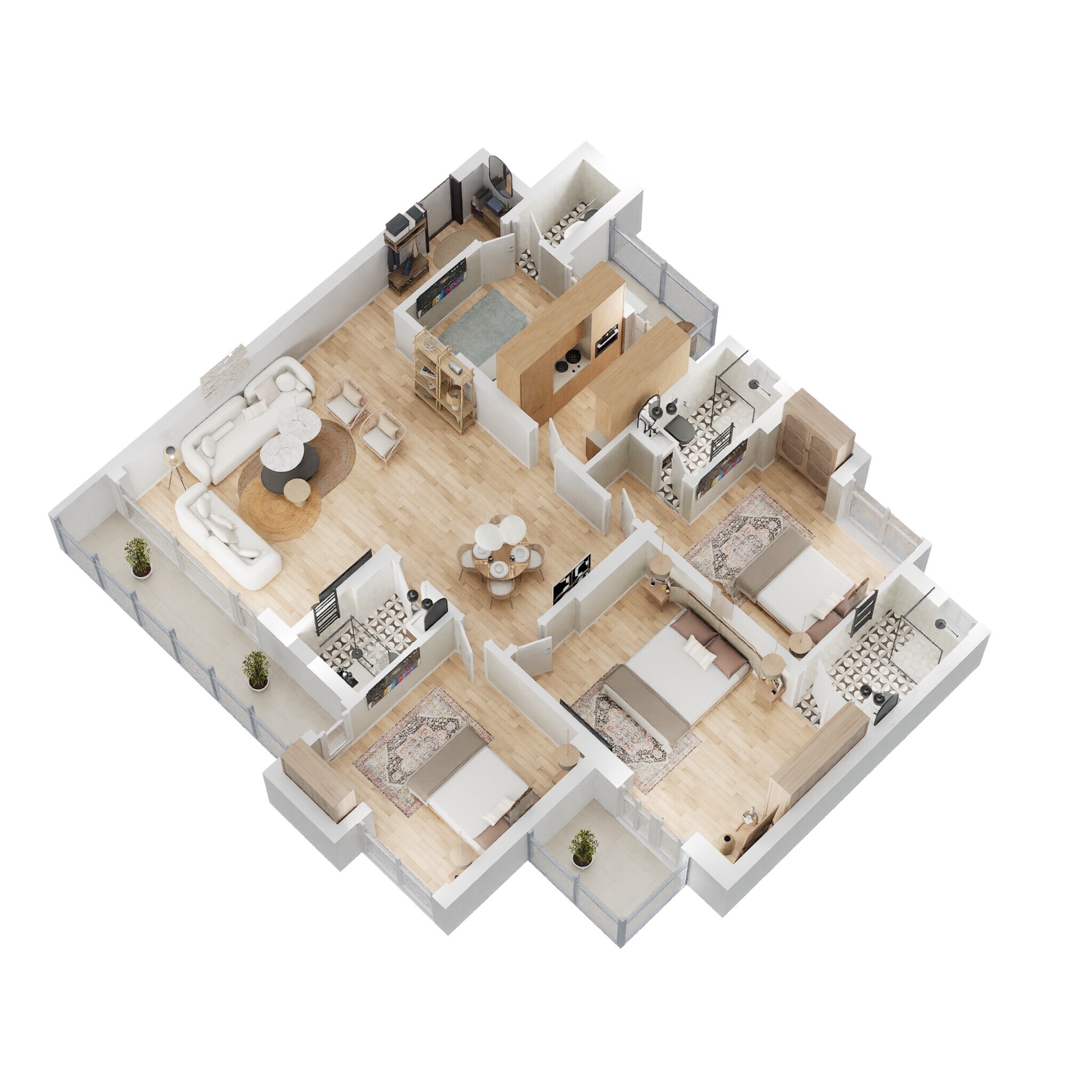 Floor plan of 3 BHK 2021 Sq. Ft. Apartment in Eldeco Magnolia Park, Noida