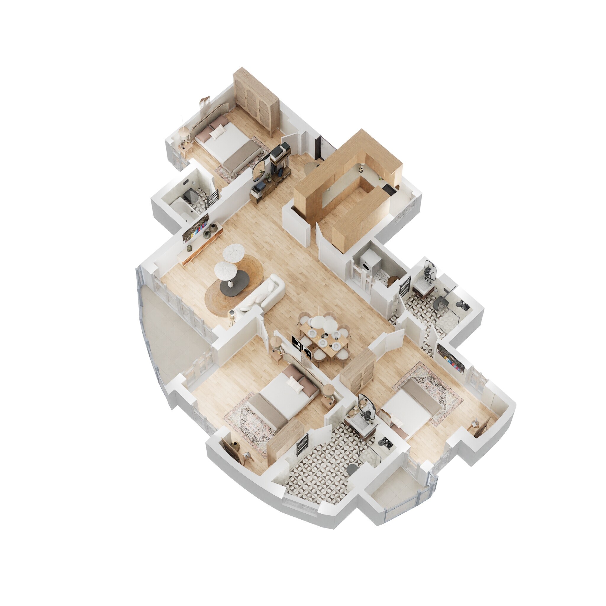 Floor plan of 3 BHK 1655 Sq. Ft. Apartment in Eldeco Olympia, Noida