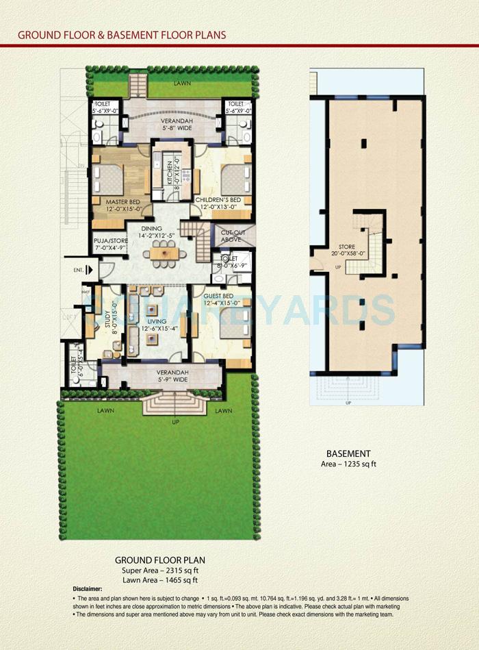 Floor plan of 3 BHK 2315 Sq. Ft. Apartment in Eldeco Sylvan View, Noida