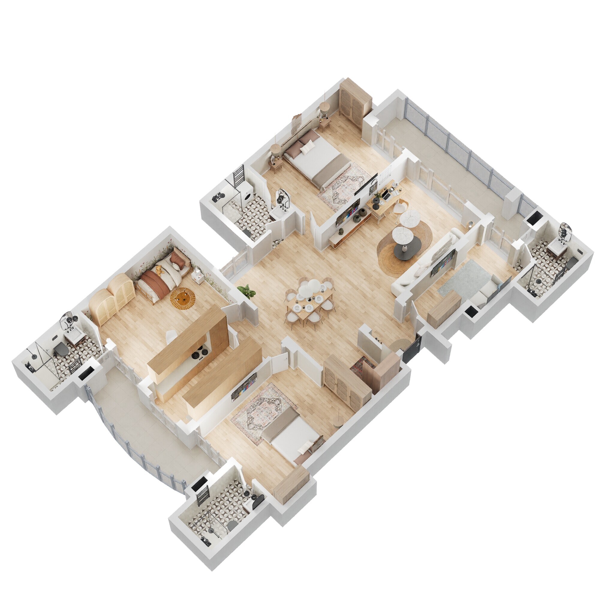 Floor plan of 3 BHK 2320 Sq. Ft. Apartment in Eldeco Sylvan View, Noida