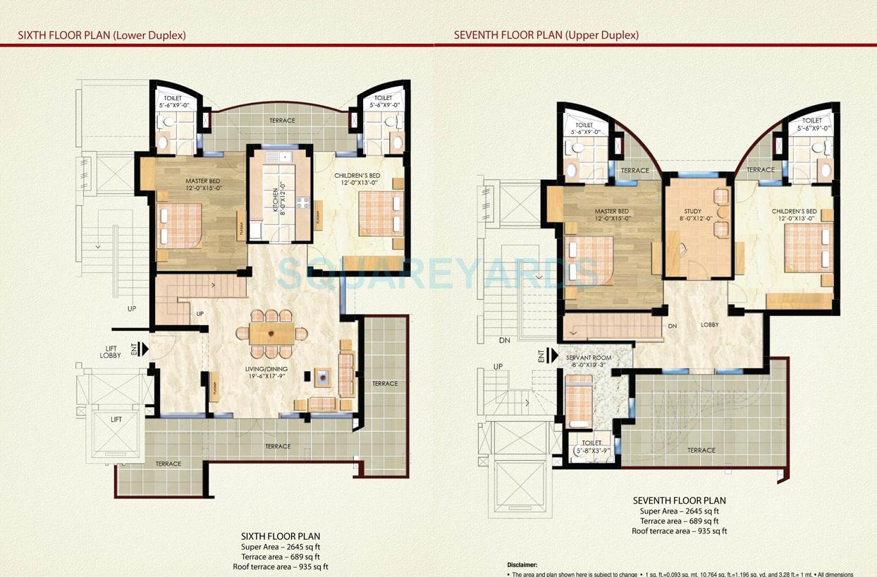 Floor plan of 4 BHK 2736 Sq. Ft. Apartment in Eldeco Sylvan View, Noida
