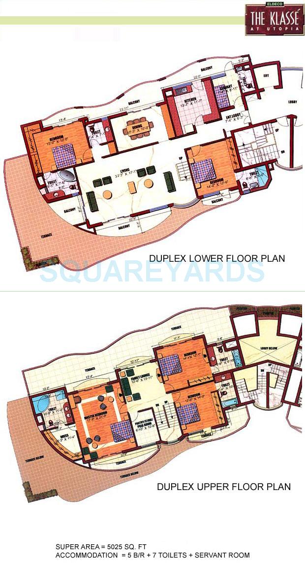 Floor plan of 5 BHK 5025 Sq. Ft. Apartment in Eldeco The Klasse, Noida